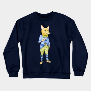 Funny Vintage Fox Human with Retro Clocks Crewneck Sweatshirt